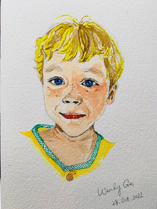 Mini Custom Watercolor Portrait – A6 Size (One Person)